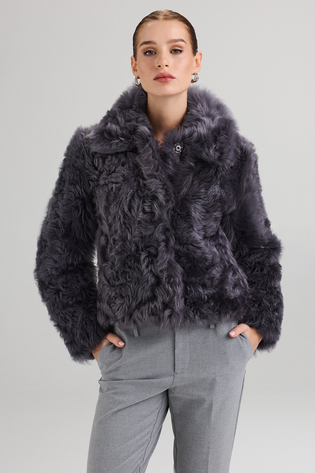 Curly lamb fur jacket