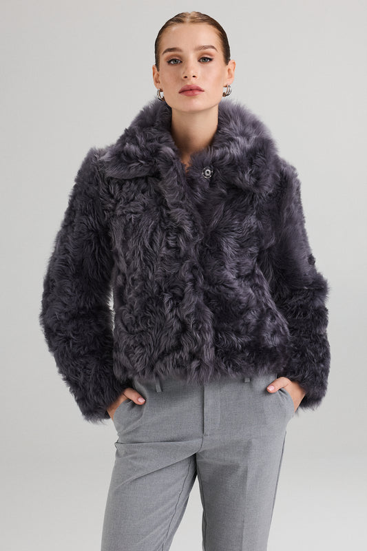 Curly lamb fur jacket
